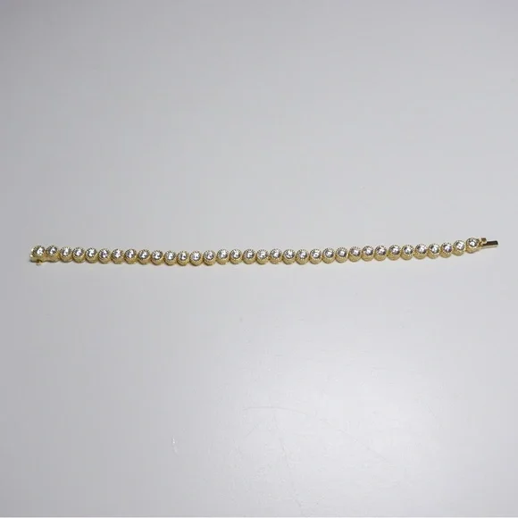 Judith Ripka 14K Gold Clad Sterling Silver 925 & Diamonique CZ Tennis Bracelet - Picture 3 of 11